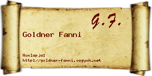 Goldner Fanni névjegykártya